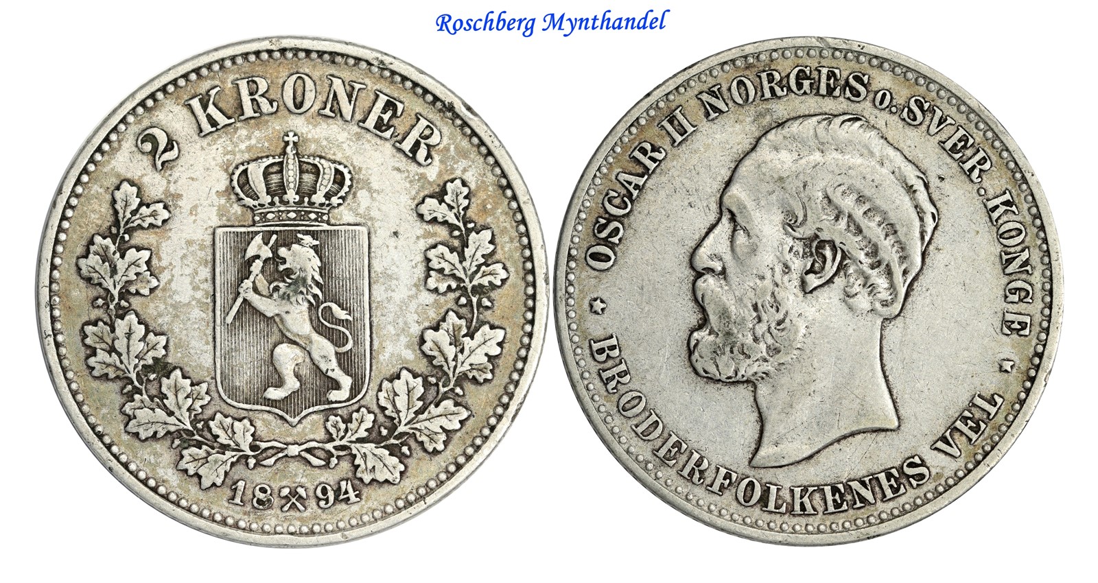 2 Kroner 1894 Kv 1/1+ (gVF)