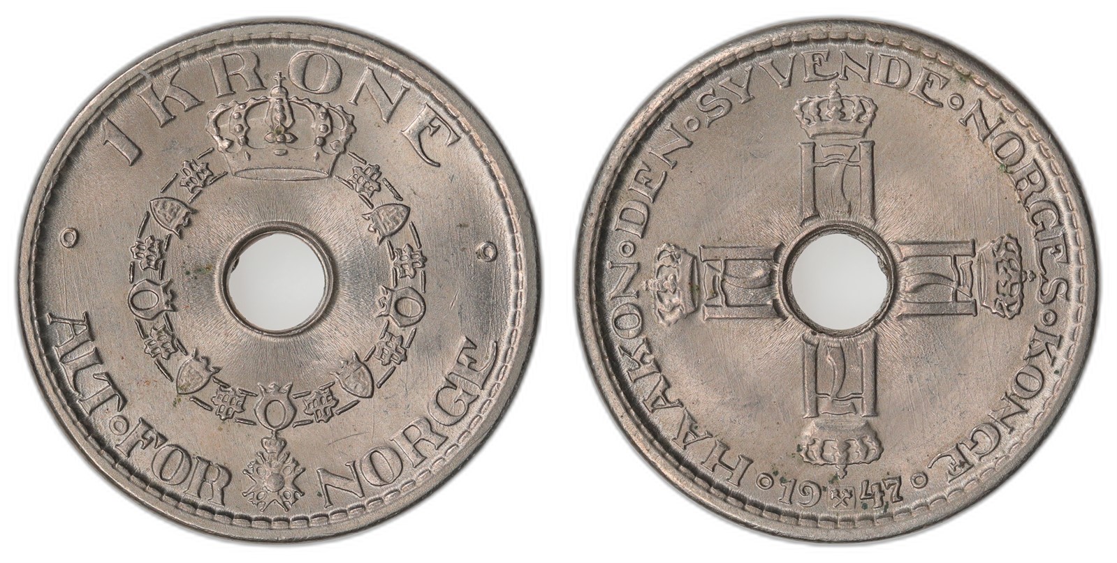 NORWAY. Haakon VII. 1 Krone. 1947. Kv 0 (UNC).