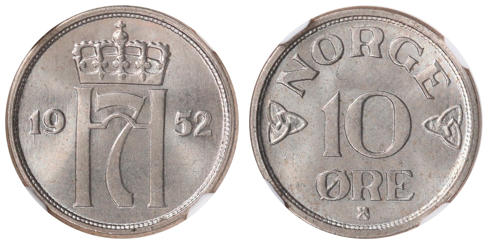 NORWAY. Haakon VII. 10 Øre 1952. NGC MS66.