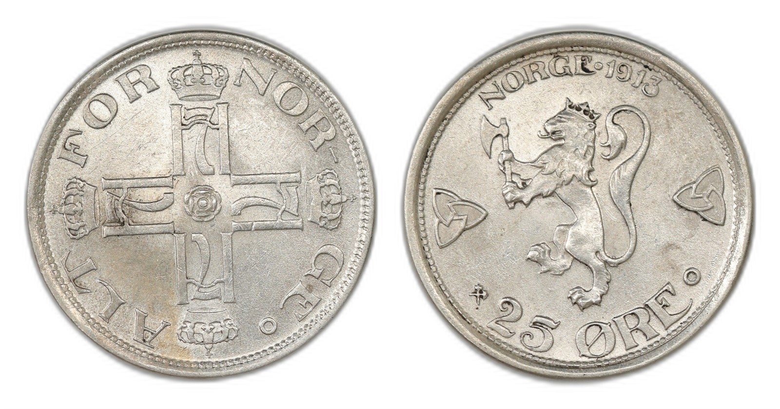 Norway. Haakon VII. 25 Øre 1913. Kv 0/01.