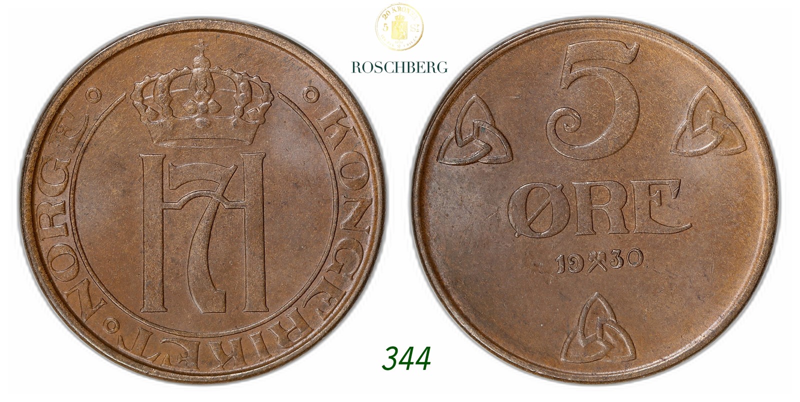 NORWAY. Haakon VII. 5 Øre 1930.