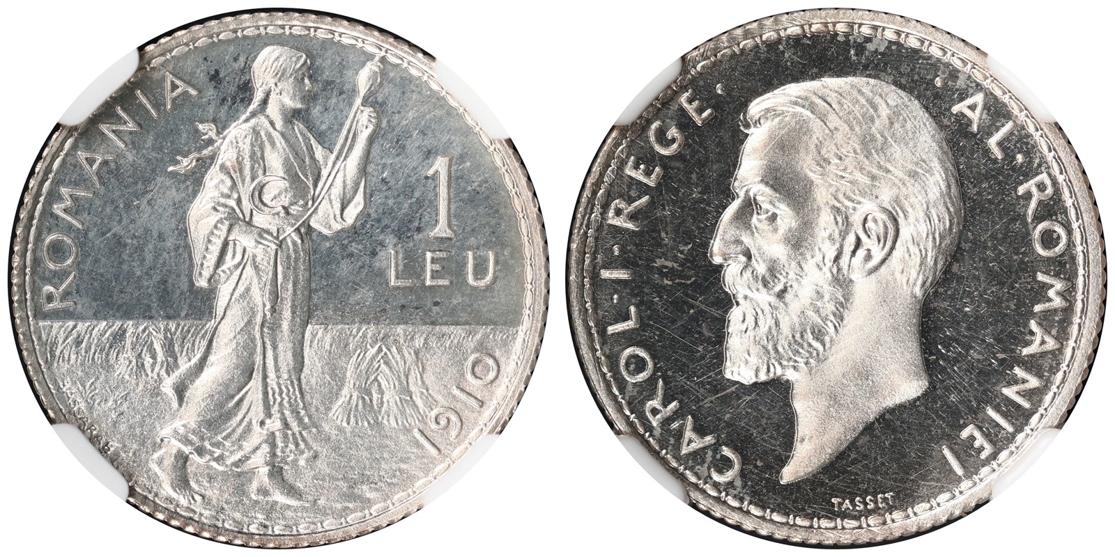 ROMANIA. Carol I. 1 Lei. 1910. PF64.