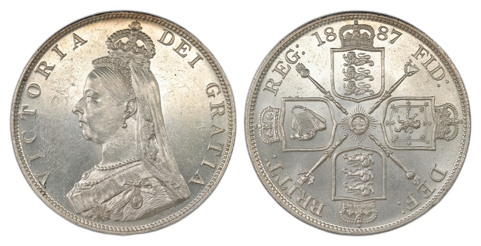 Great Britain. Victoria. Double Florin 1887- Arabic 1. Kv UNC.
