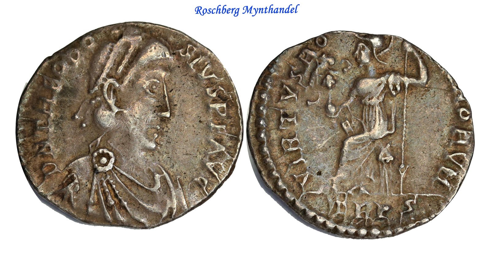 ROMAN EMPIRE. Theodosius 379-395 AD, Siliqua VF