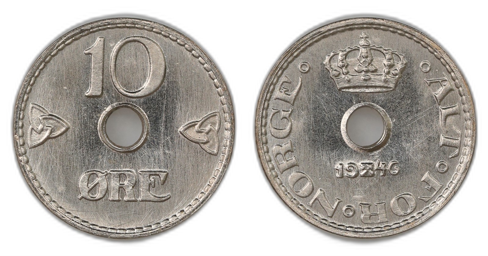 Norway. Haakon VII. 10 Øre 1946. Kv PRAKTEX.