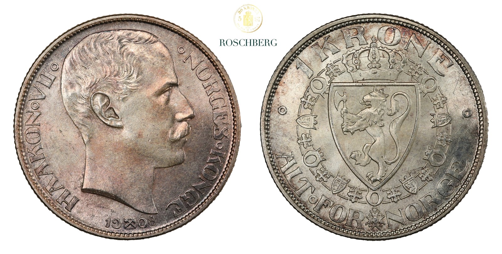 Norge 1 Krone 1908 Plate Kv 0