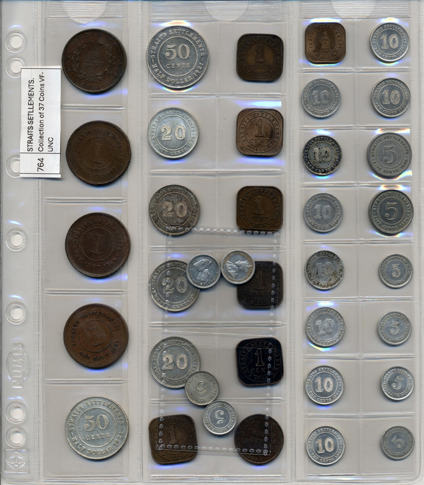 STRAITS SETLLEMENTS. Collection of 37 Coins VF-UNC