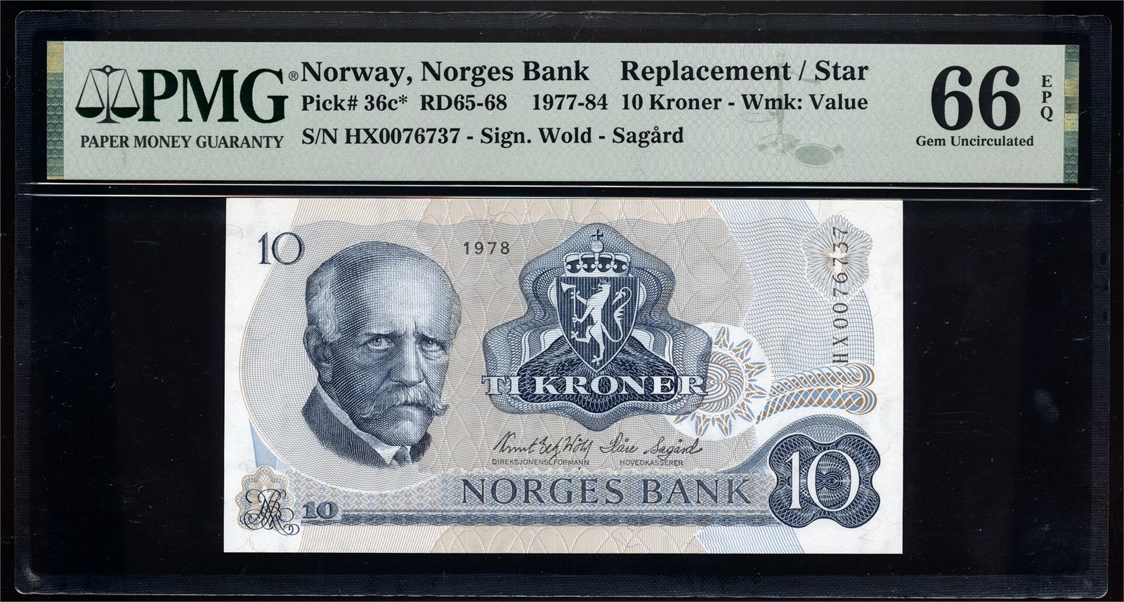 10 Kroner 1978 HX0076737 PMG 66EPQ