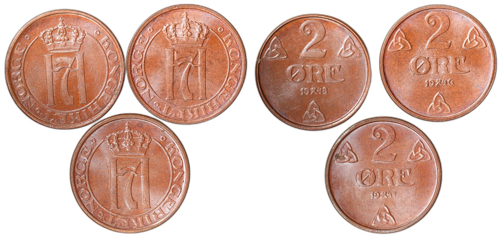 NORWAY. Haakon VII. 2 Øre. 1946-48. Kv 0 (UNC).