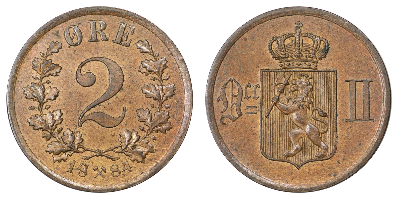 2 Øre 1884 Kv 0