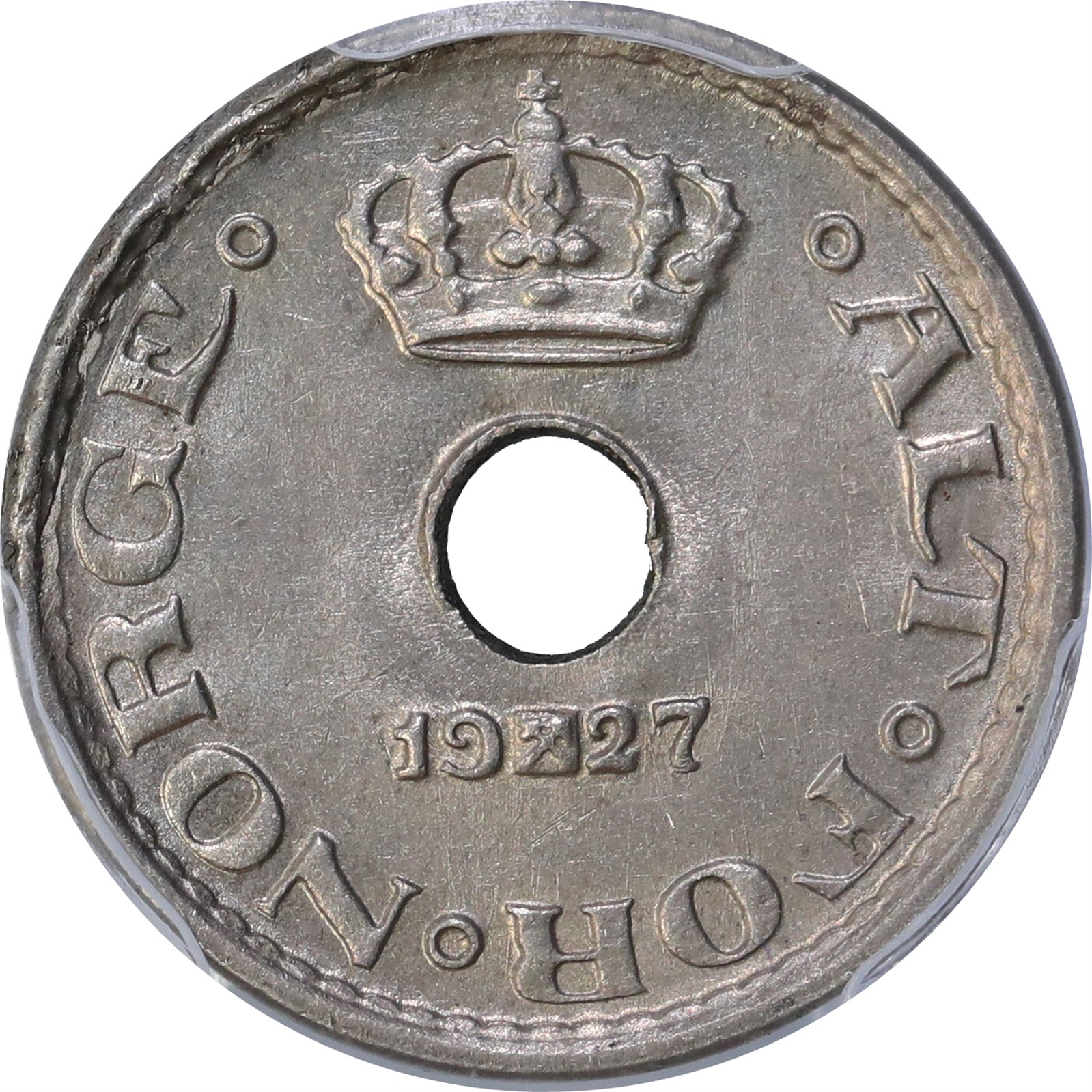 NORWAY. Haakon VII. 10 Øre 1927 PCGS MS64