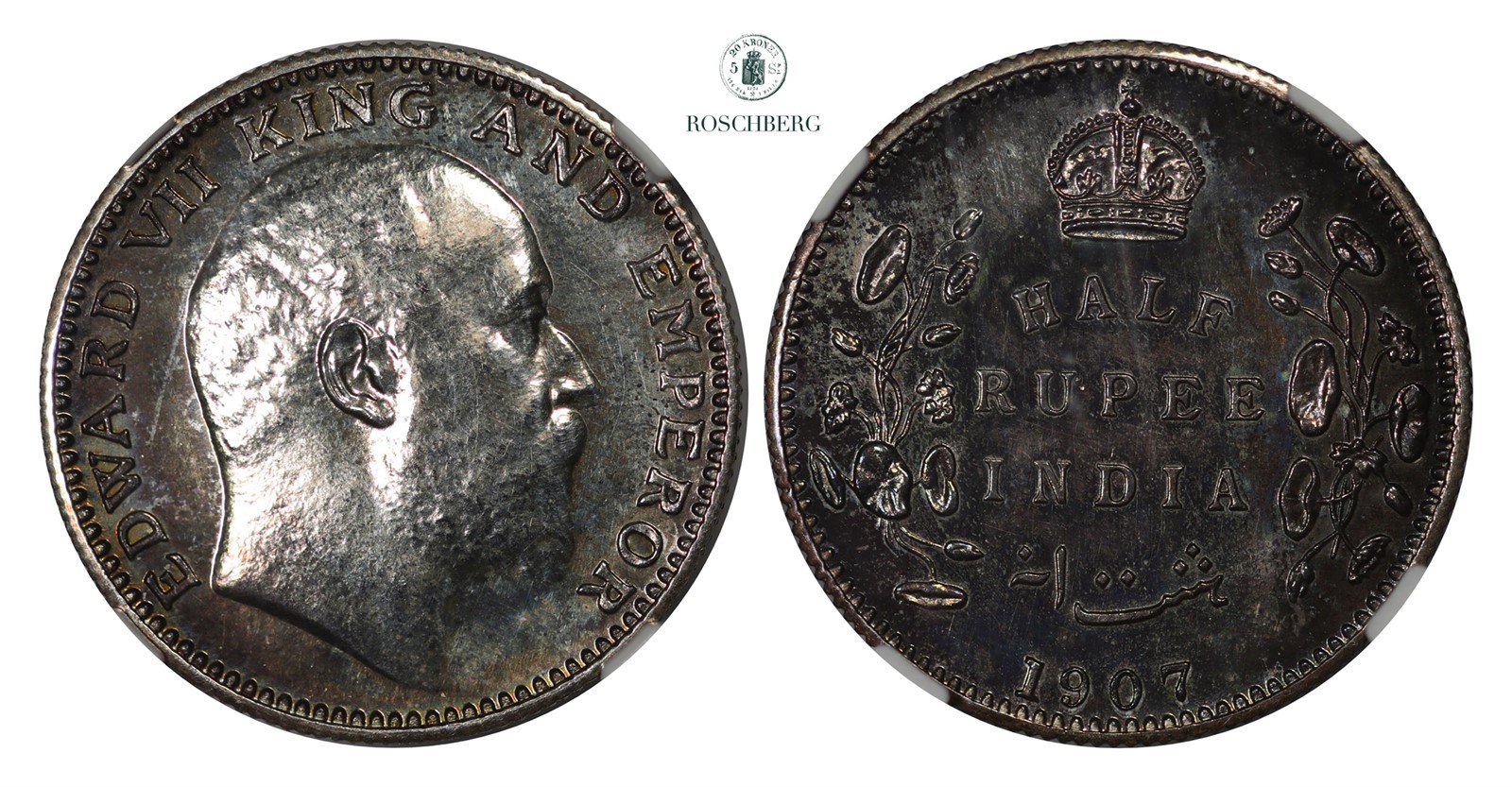 INDIA, British. 1/2 Rupee 1907-B NGC PF64 RESTRIKE