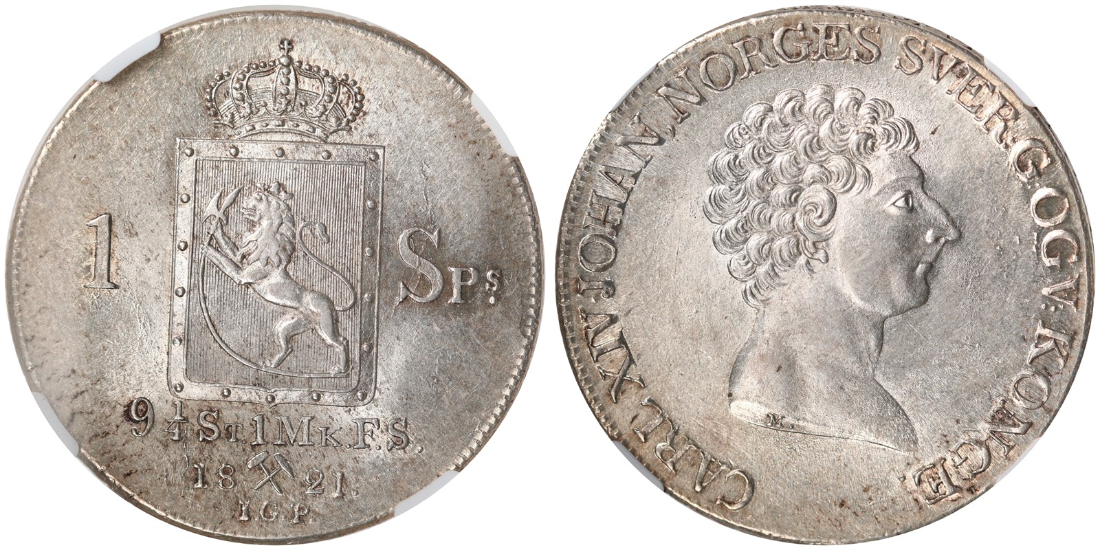 NORWAY. Carl XIV Johan. 1 Speciedaler 1821. NGC MS62.