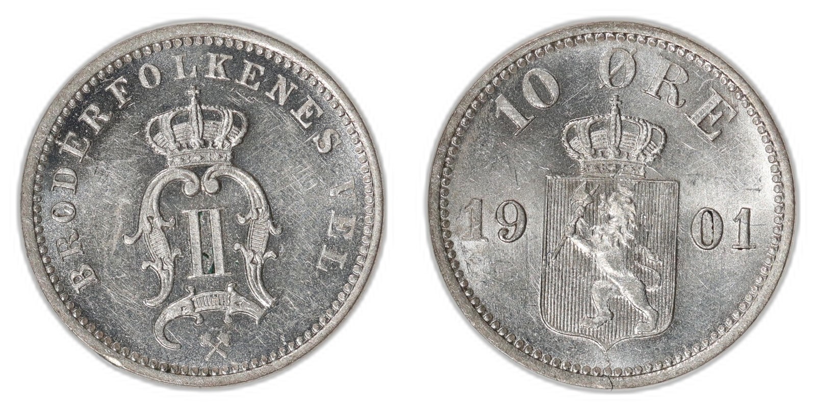 NORWAY. Oscar II. 10 Øre. 1901. Kv 0 (UNC).