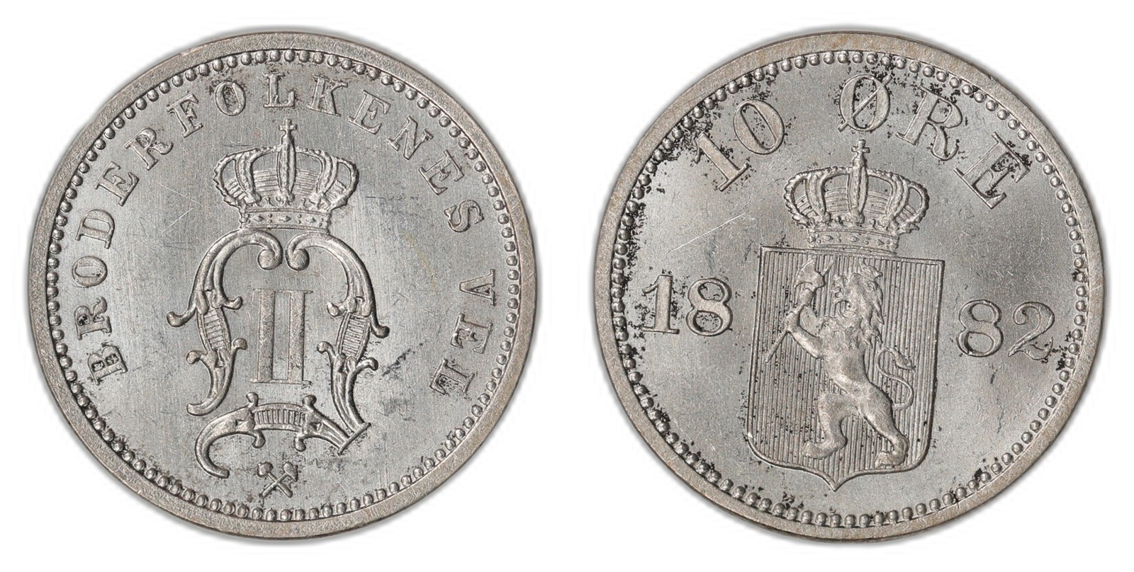 NORWAY. Oscar II. 10 Øre 1882. Kv 0 (UNC).