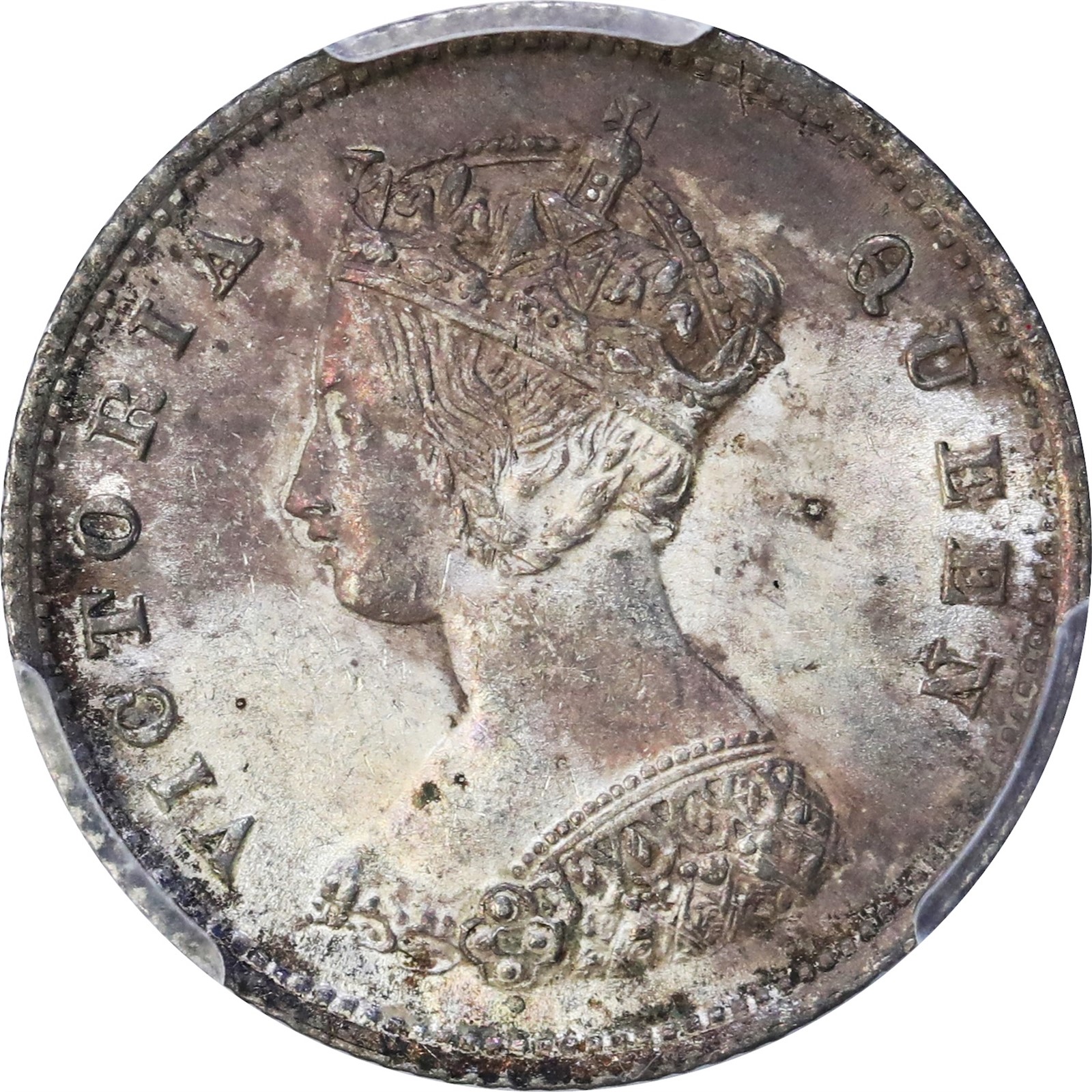 HONG-KONG. Victoria. 10 Cents 1866 10 Pearls PCGS MS62.