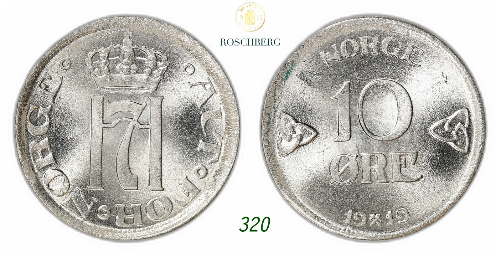 NORWAY. Haakon VII. 10 Øre 1919.
