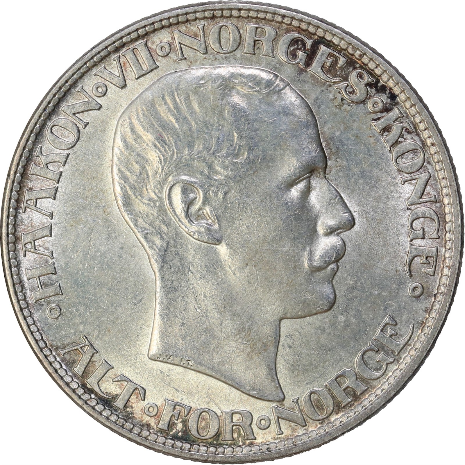 NORWAY. Haakon VII. 2 Kroner 1913 Kv 0/01 (UNC)