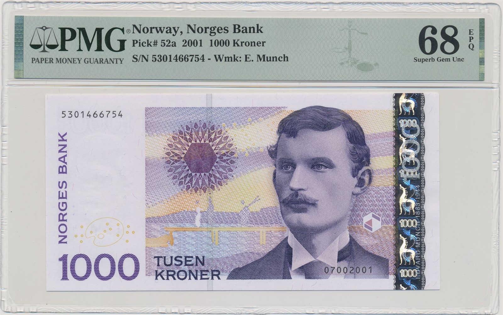 1000 Kroner 2001 PMG 68 EPQ