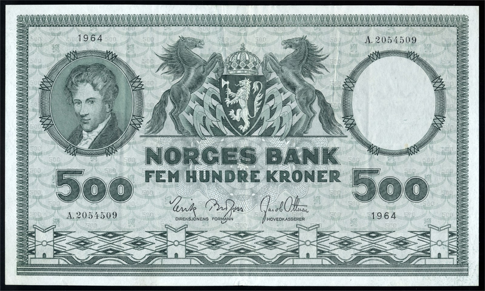 500 Kroner 1964 A2054509 Kv 1/1+ (VF)