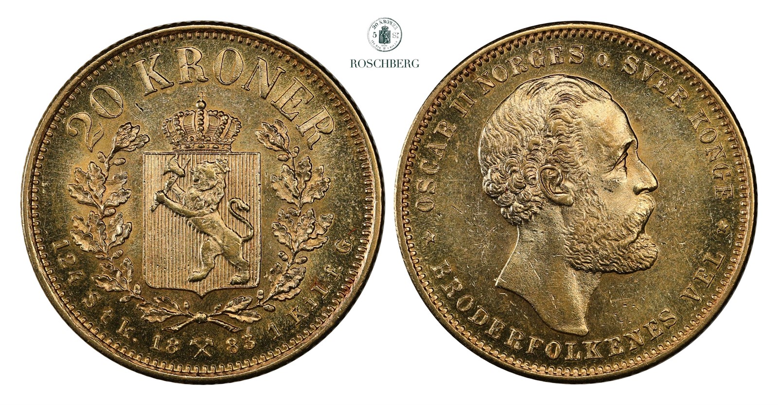 20 Kroner 1883 Kv 0/01 (UNC)