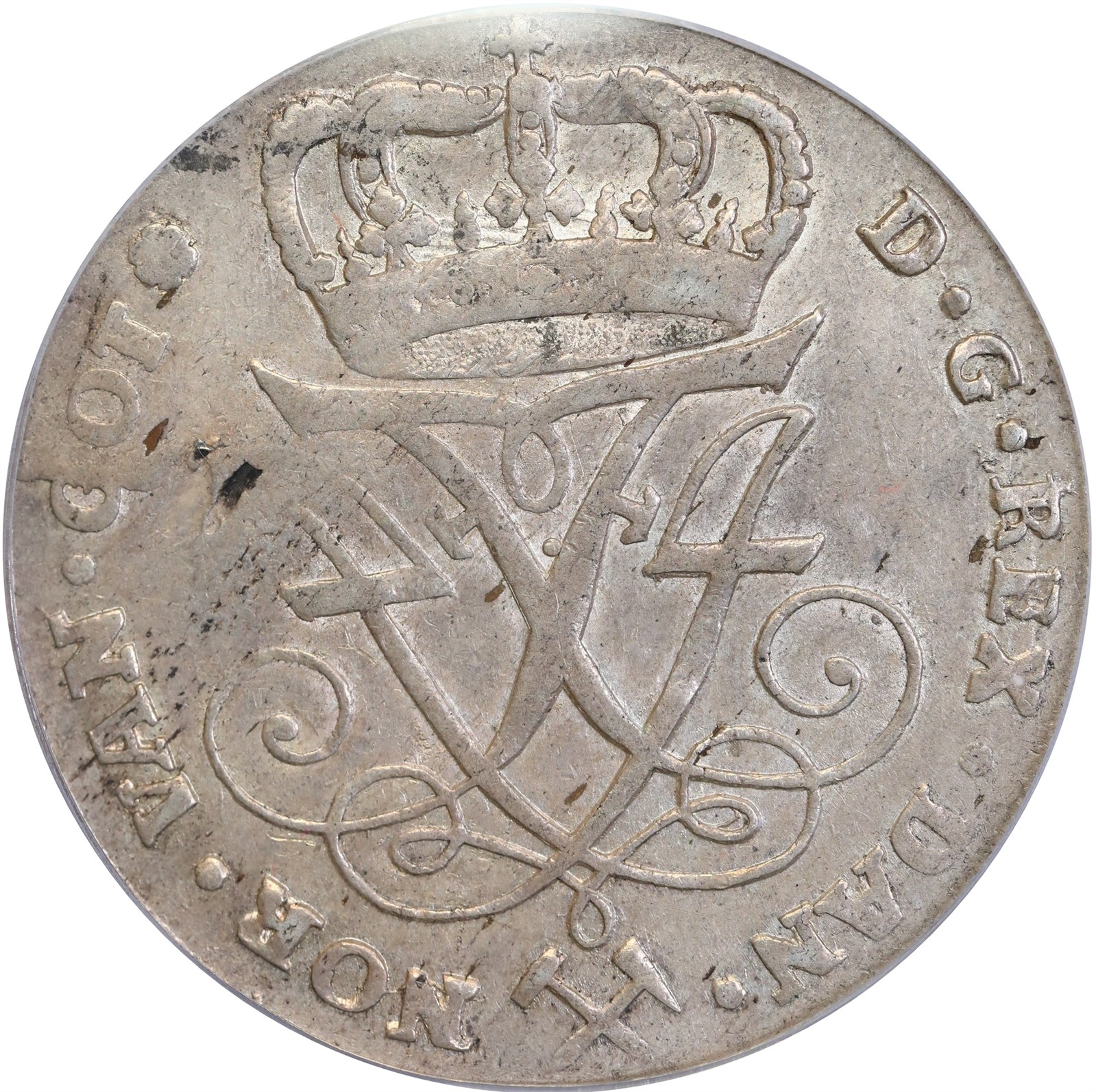 NORWAY. Frederik IV. 4 Mark (Krone) 1726 PCGS AU55.