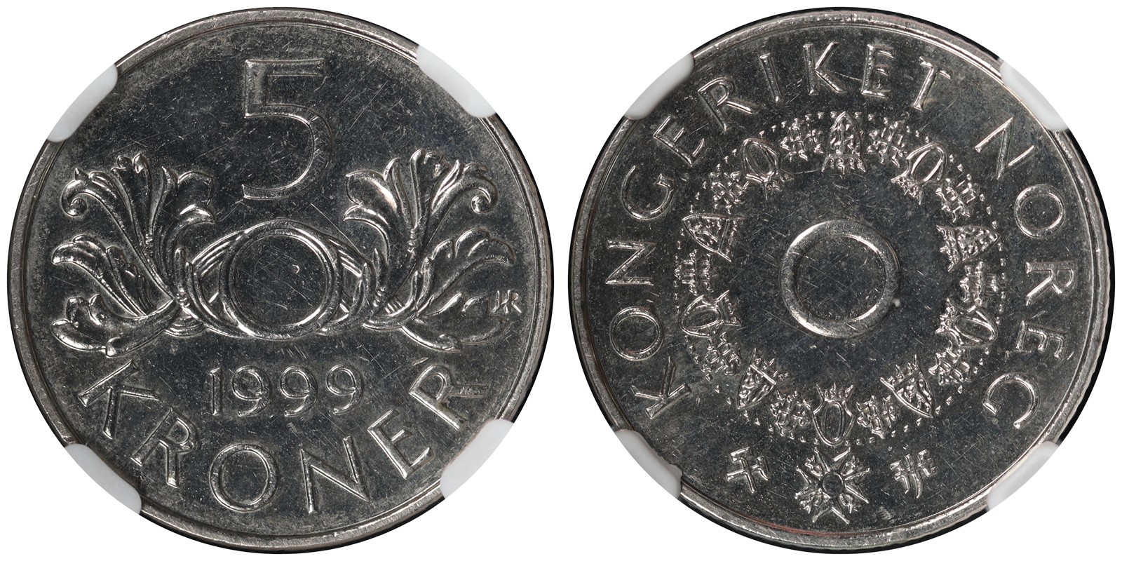 NORWAY. Harald V. 5 Kroner 1999 Mint Error. NGC MS63.