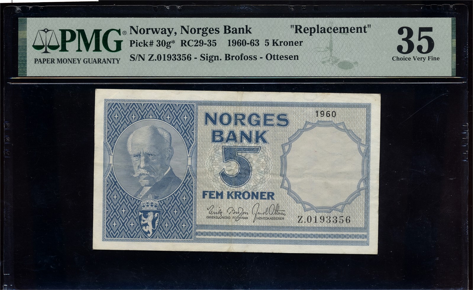 5 Kroner 1960 Z0193356 PMG VF35