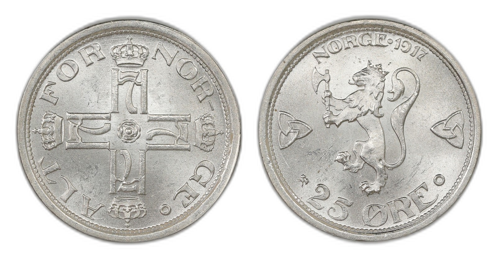 Norway. Haakon VII. 25 Øre 1917. Kv 0.