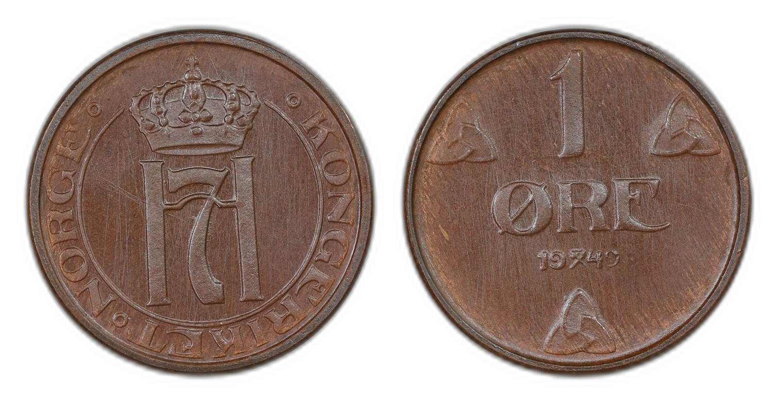 Norway. Haakon VII. 1 Øre 1949. Kv PRAKTEX.