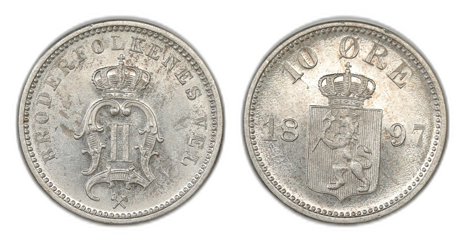 Norway. Oscar II. 10 Øre 1897. Kv 0/01.