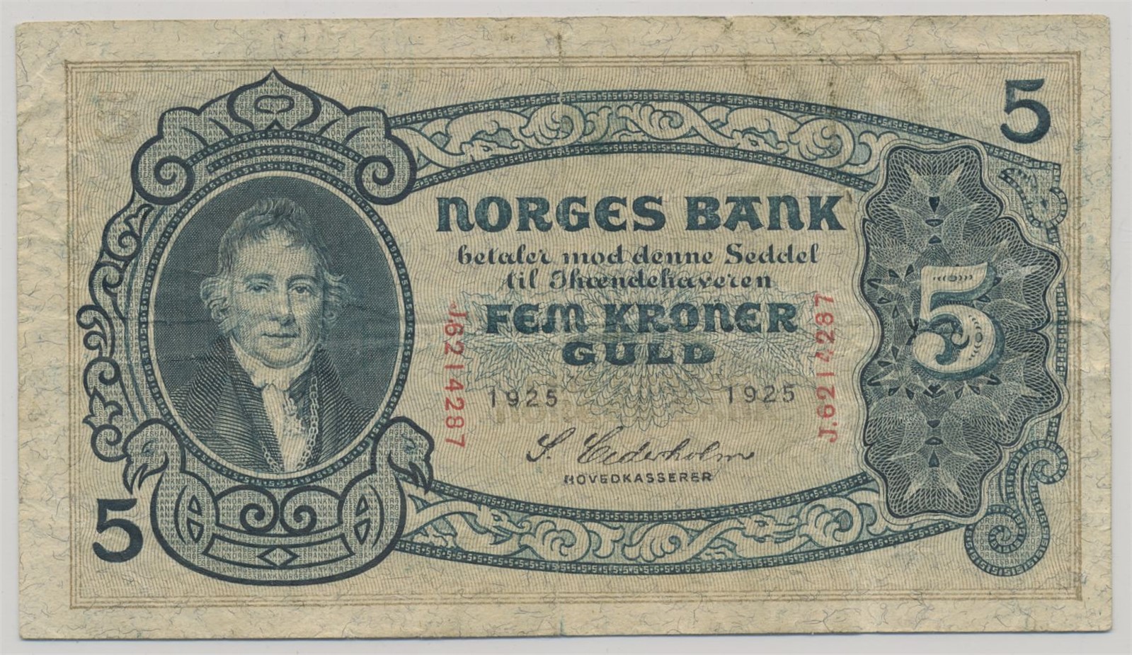 5 Kroner 1925 J Kv 1- (F)