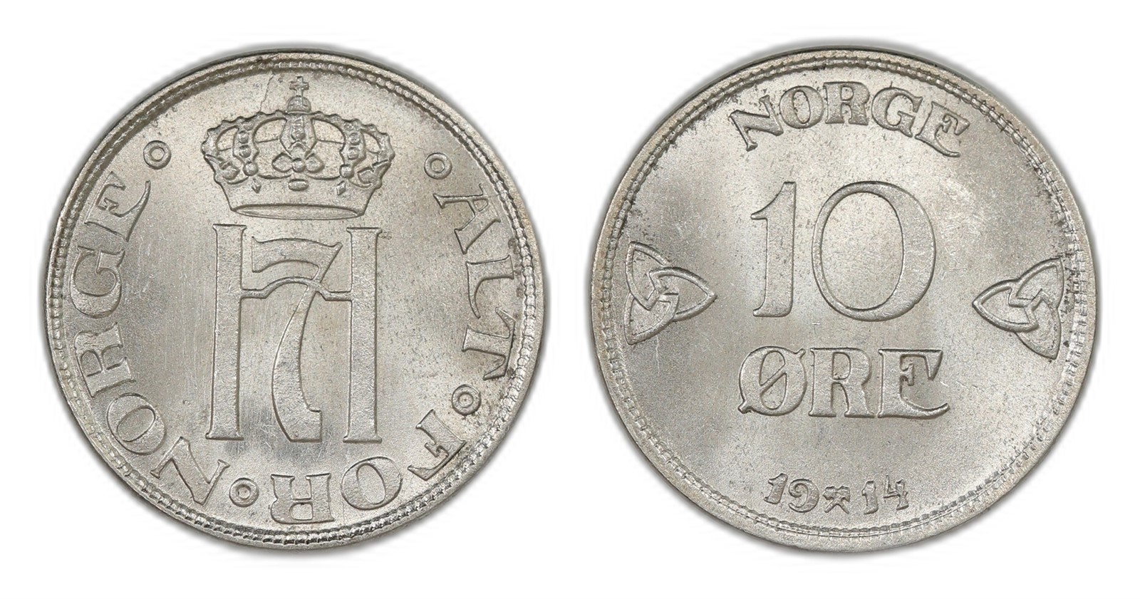 Norway. Haakon VII. 10 Øre 1914. Kv 0.