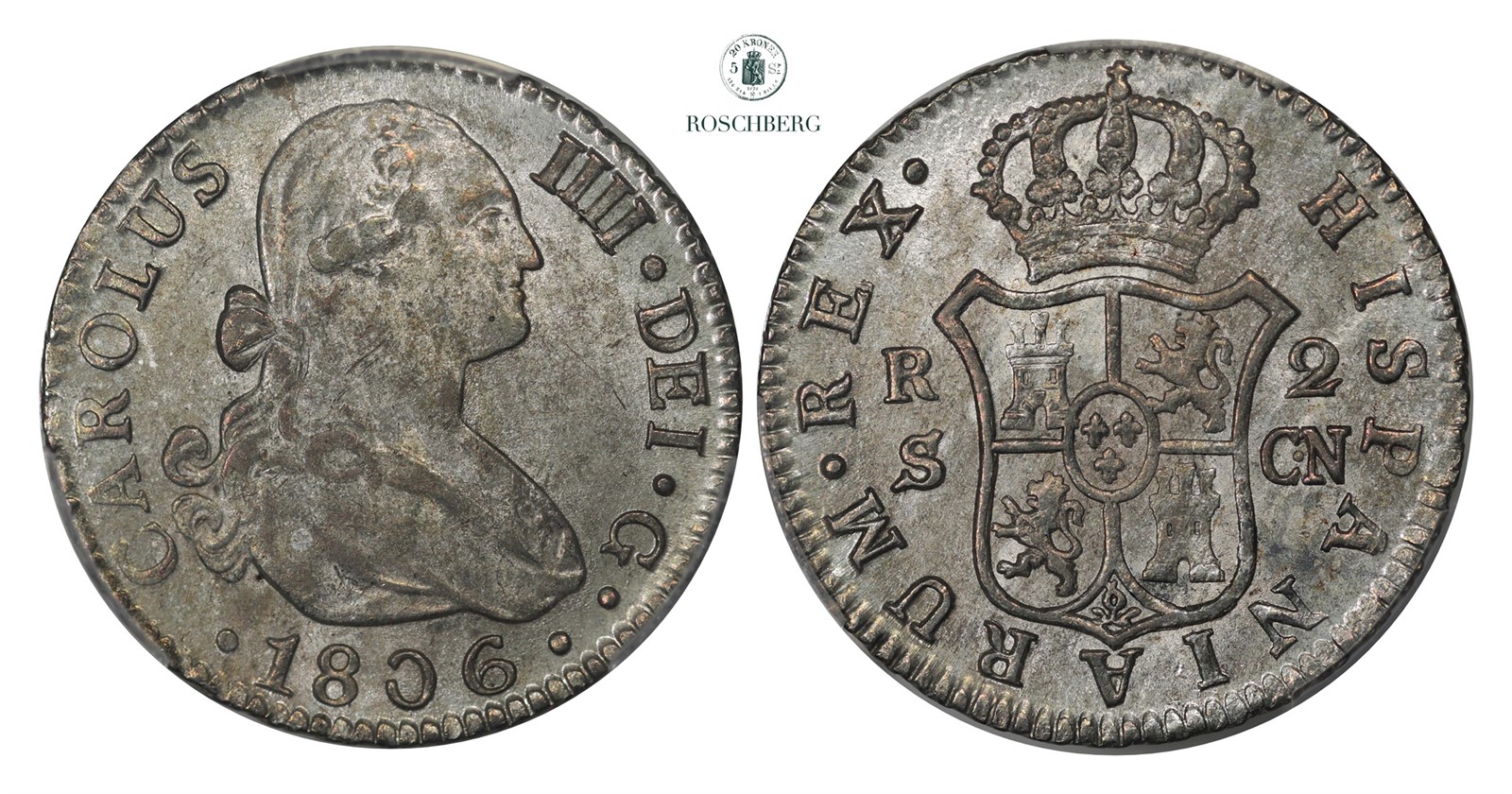 SPAIN. 2 Reales 1806-S CN PCGS MS62