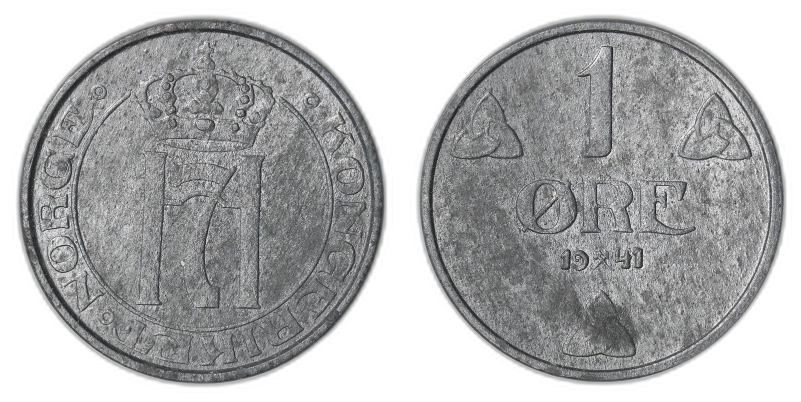 NORWAY. Haakon VII. 1 Øre 1941 PRØVEMYNT Zink. Kv 0/01 (UNC).