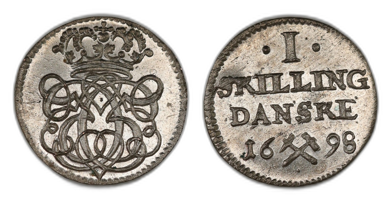 Norway. Christian V. 1 Skilling 1698. Kv PRAKTEX.
