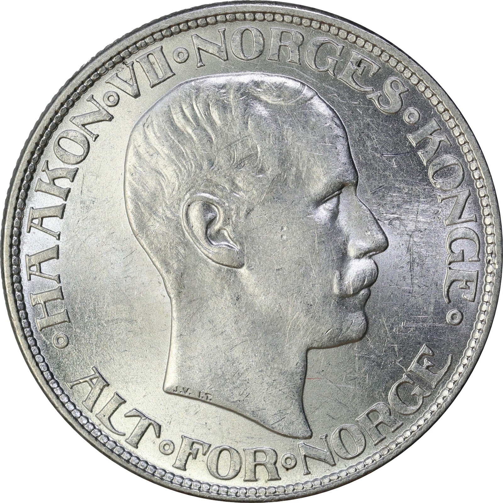 NORWAY. Haakon VII. 2 Kroner 1913 Kv 0/01 (UNC)