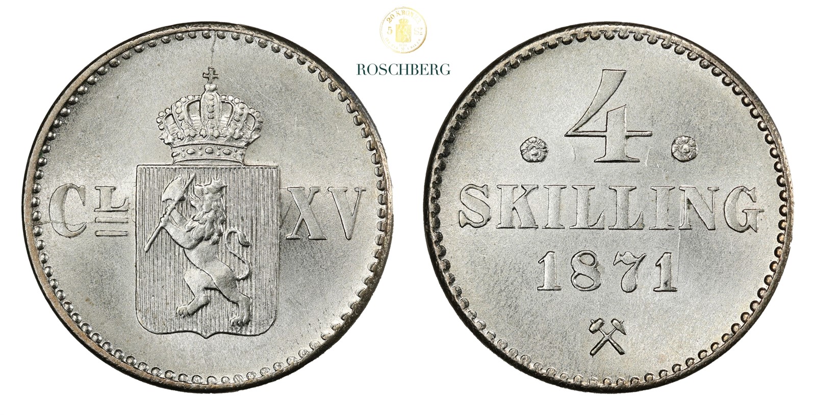 Norge 4 Skilling 1871 Kv 0