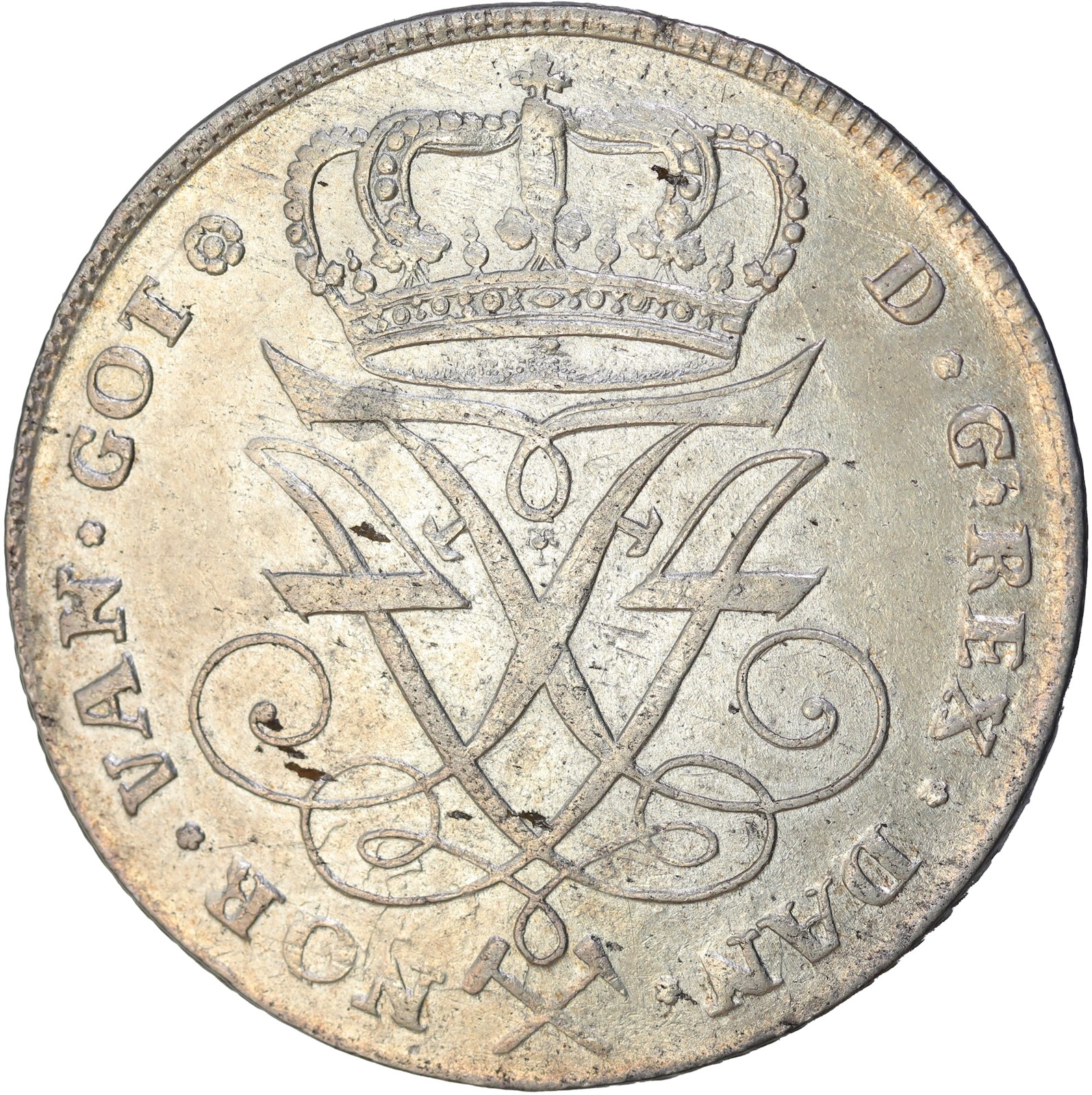 NORWAY. Frederik IV. 4 Mark(Krone) 1725 Kv 1+/01 (AU)