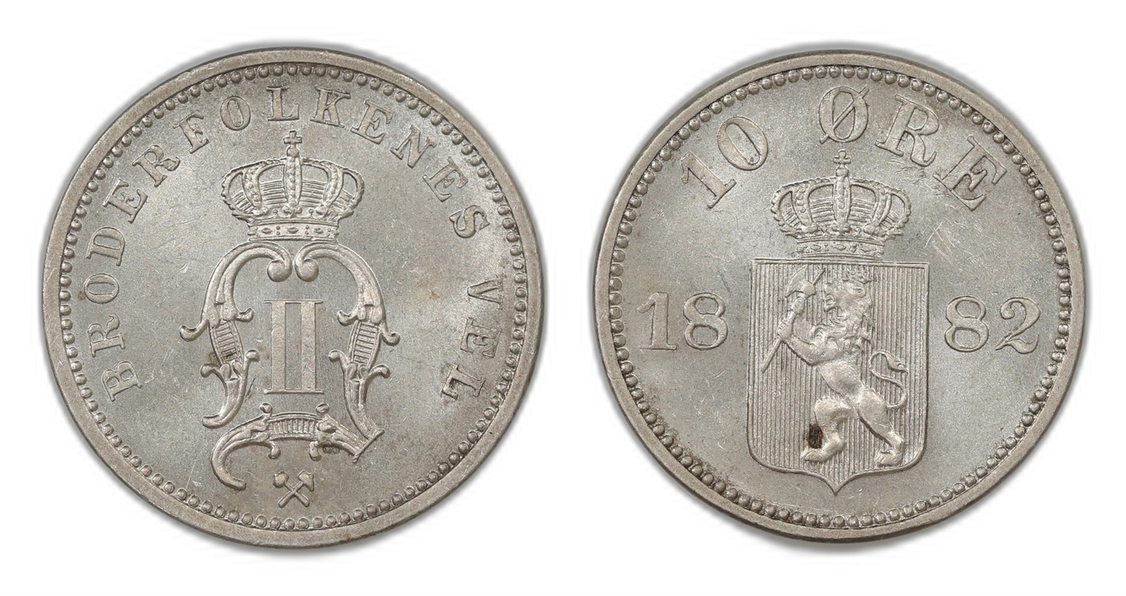 Norway. Oscar II. 10 Øre 1882. Kv 0.