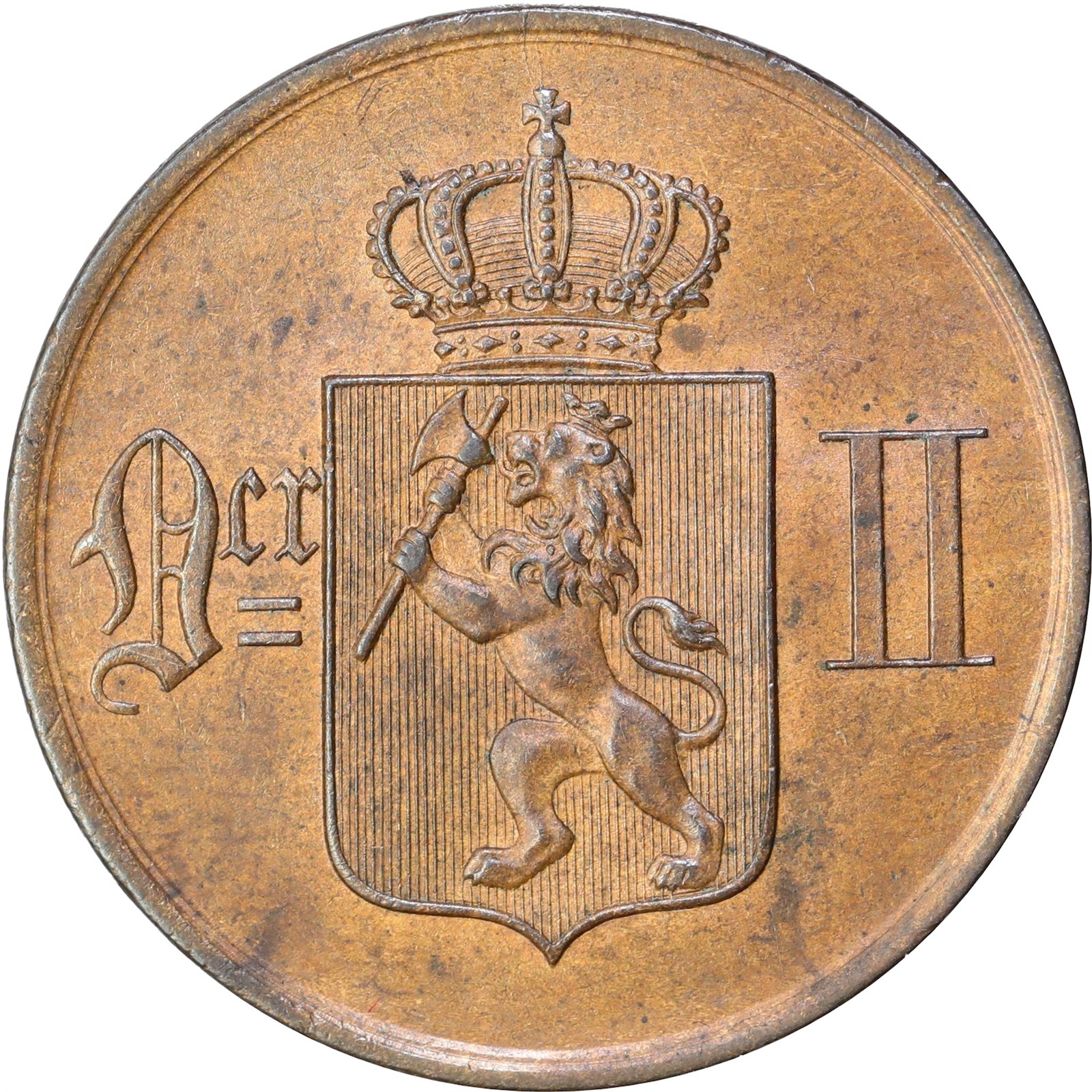 NORWAY. Oscar II. 5 Øre 1902 Kv 0 (UNC)