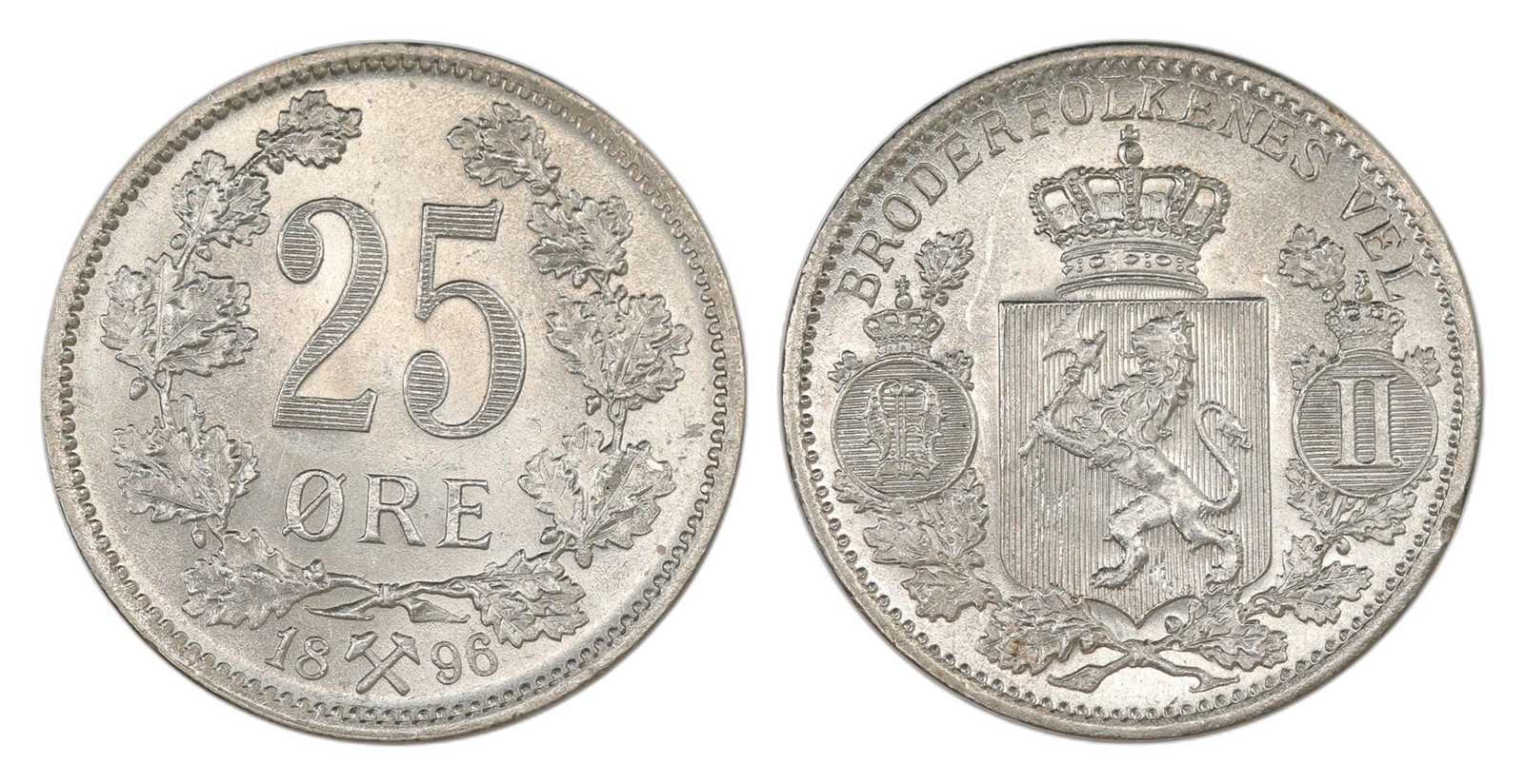 Norway. Oscar II. 25 Øre 1896. Kv 0.