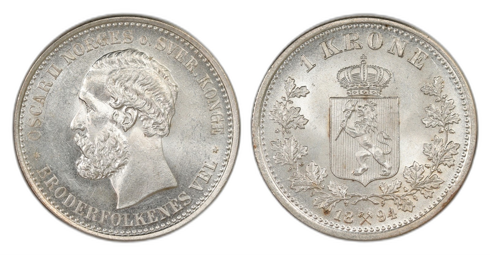 Norway. Oscar II. 1 Krone 1894. Kv 0.