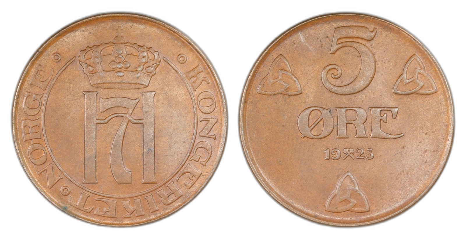 Norway. Haakon VII. 5 Øre 1923. Kv 0.