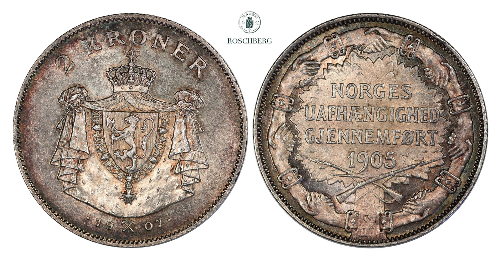 2 Kroner 1907 Gevær Kv 0