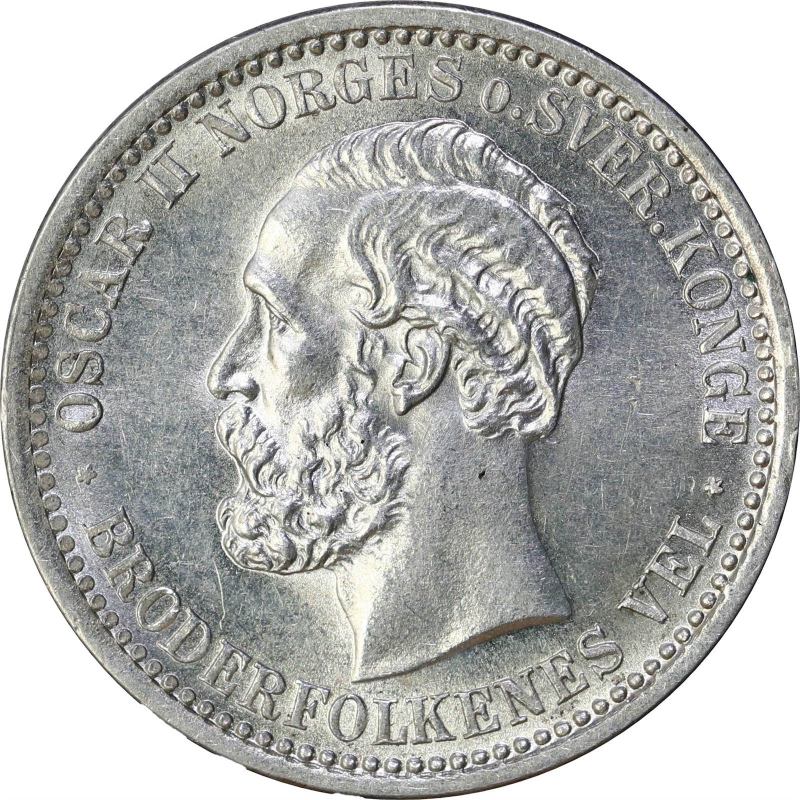 NORWAY. Oscar II. 50 Øre 1893 Kv 0 (UNC)