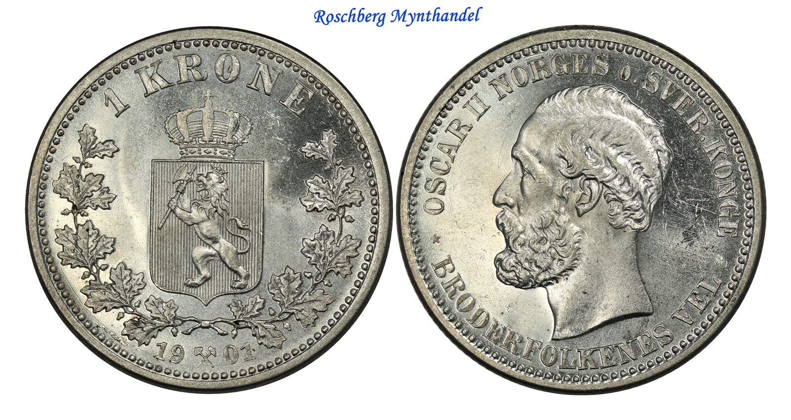 1 Krone 1901 Kv 0, vakker (UNC)