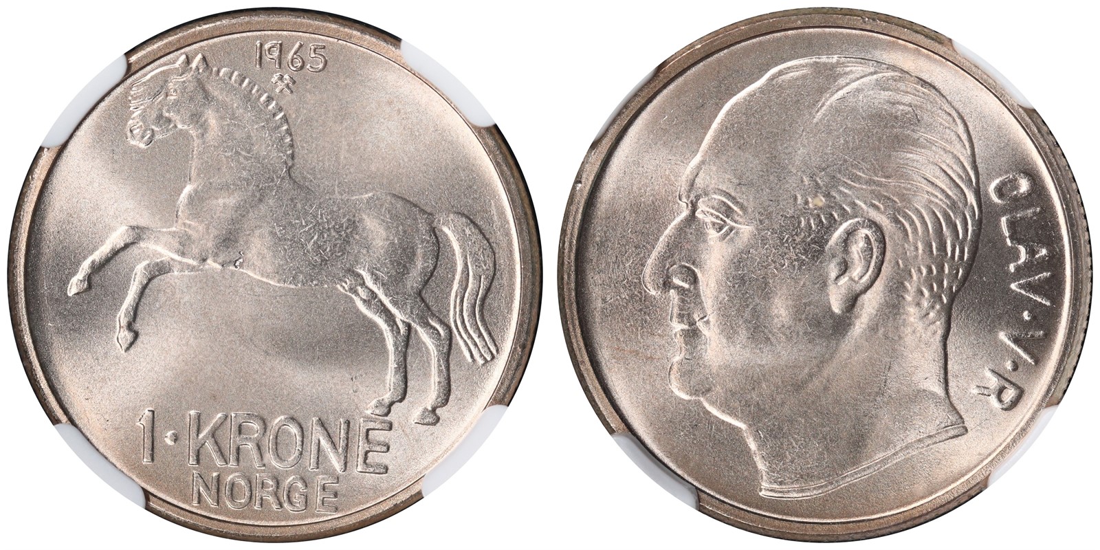 NORWAY. Olav V. 1 Krone 1965. NGC MS65.
