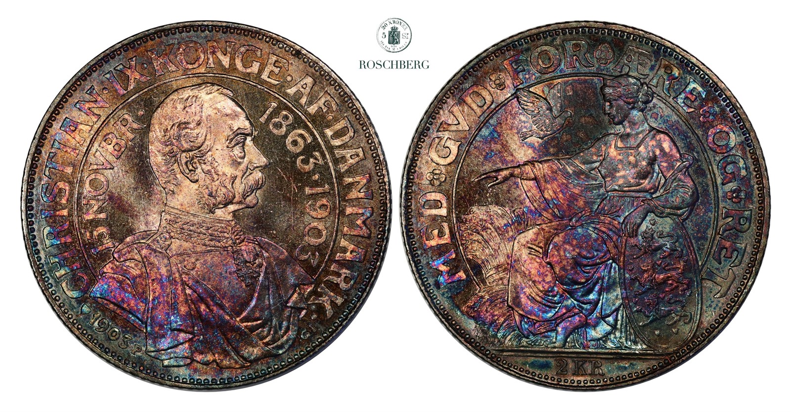 DENMARK. 2 Kroner 1903 UNC