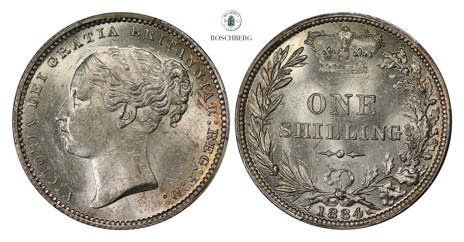 GREAT BRITAIN. Shilling 1884 PCGS MS63